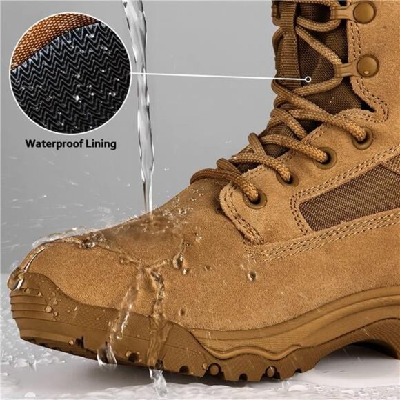 Tactical Boots 8 Inches Lightweight Combat Boots, Brown main image 5
